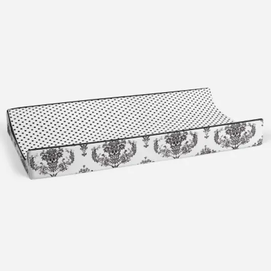 Bacati - Classic Damask White/Black Pin Dots changing Pad Cover image {3}