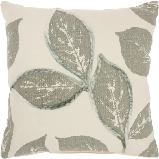 20"x20" Oversize Embroidered Leaves Square Throw Pillow - Mina Victory image {8}
