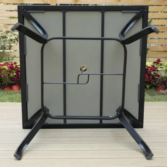 5pc Patio Set with Steel Table & Wicker Rattan Dining Chairs with Cushions - Captiva Designs image {7}