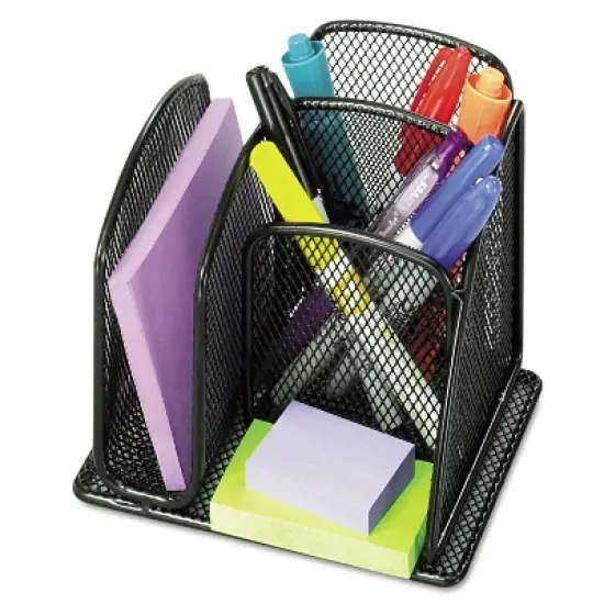 Safco Onyx Mesh Mini Organizer, 3 Compartments, Steel, 6 x 5.25 x 5.25, Black image {3}