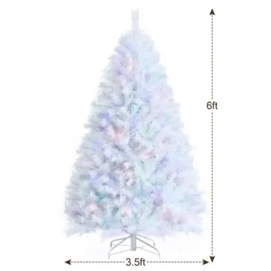 Costway 6ft White Iridescent Tinsel Artificial Christmas Tree w/ 792 Branch Tips image {3}