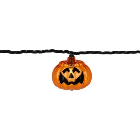 Northlight Jack O Lantern Halloween Lights - 7.5' Black Wire - 10ct image {4}