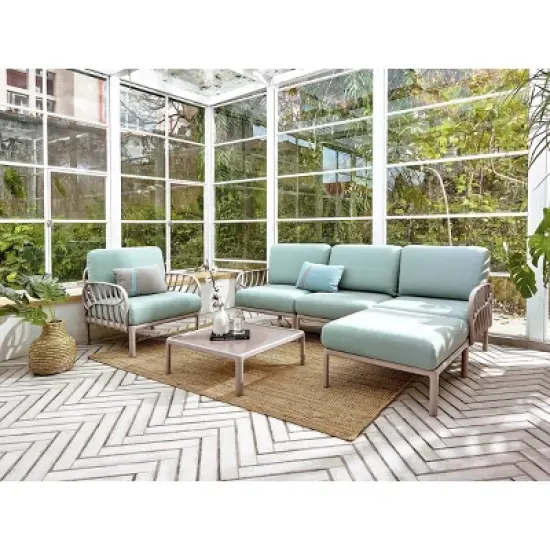 Laurel Outdoor Ottoman with Cushion - Gray/Seafoam - Lagoon image {2}