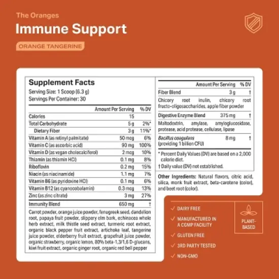 Proper The Oranges Immune Support Dietary Supplement Powder - 6.67oz image {3}