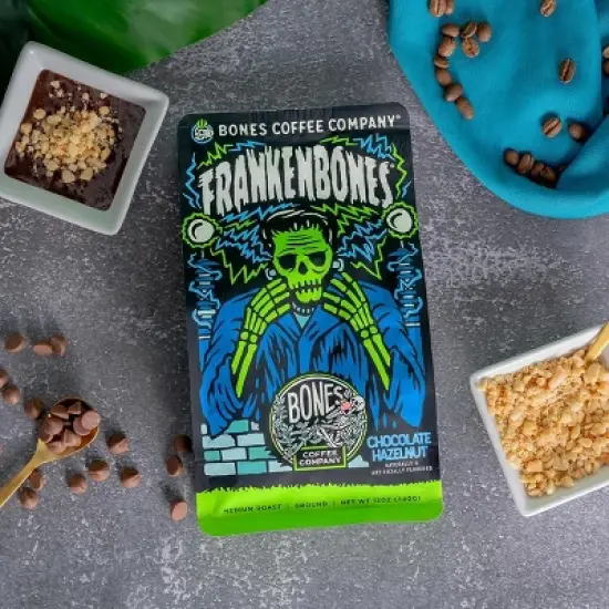 Bones Coffee Company Frankenbones, Chocolate Hazelnut Flavor 12 oz (Whole Bean) image {2}