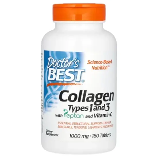 Doctor's Best Collagen Types 1 and 3 with Peptan and Vitamin C, 180 Tablets image {2}