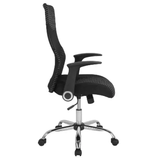 Emma and Oliver High Back Black/White Ergonomic Office Chair with Contemporary Mesh Design image {7}