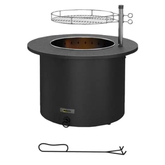 Kumasinova 2-In-1 Smokeless Fire Pit & BBQ Grill with Poker & Ash Tray,Rotatable Cooking Grate Bonfire Stove for Picnic,Stainless Steel,Black image {5}