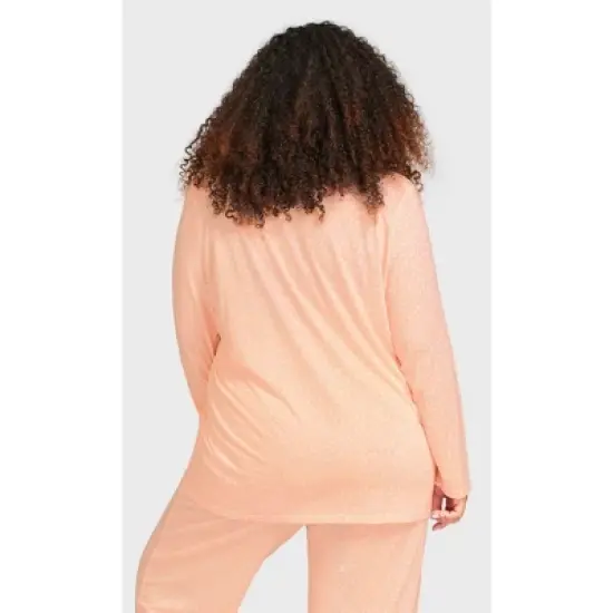 Women's Plus Size Button Through Sleep Top - Pink | AVENUE image {1}