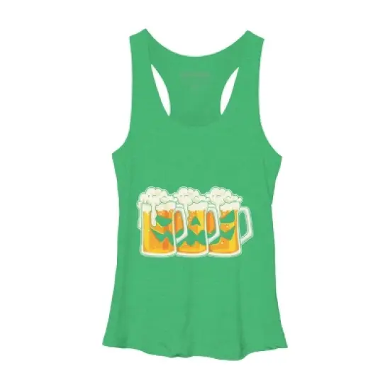 Women's Design By Humans Halloween Jack O Lantern Beer Drinking By RedBirdLS Racerback Tank Top image {5}