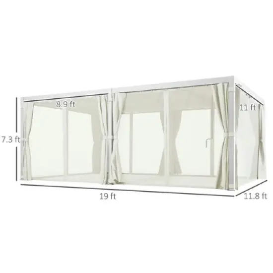 Resenkos Outdoor Garden Gazebo, Sunshade Gazebo Canopy,12' x 19' Pergola with Adjustable Louvered, Outdoor Pergola with Curtains and Netting, Cream image {3}