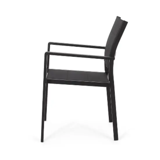 Christopher Knight Home 2pc Wilbur Mesh and Aluminum Outdoor Dining Chairs  Black image {7}