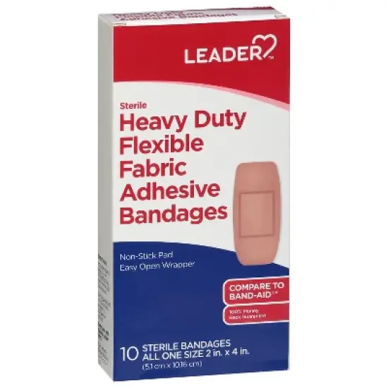Leader Flexible Fabric Heavy Duty Sterile Adhesive Bandages 10 ea image {1}