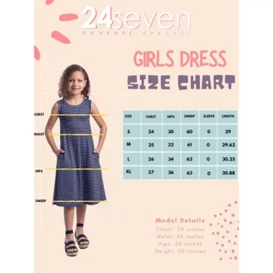 24seven Comfort Apparel Girls Polka Dot Sleeveless With Pockets Short Dress image {3}
