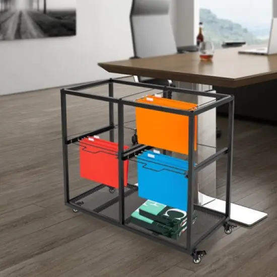 YIYIBYUS Movable Pull-Out File Folder Rack Drawer File Cabinet for Home Office image {1}