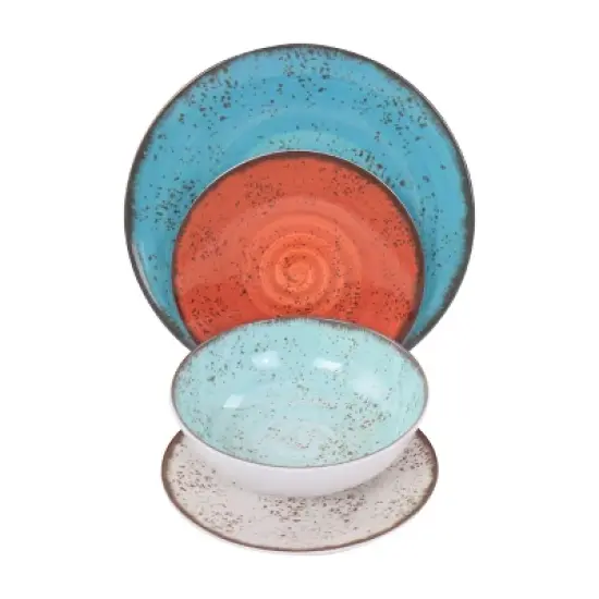 Elama Pryce 12 Piece Melamine Dinnerware Set is Assorted Colors image {6}