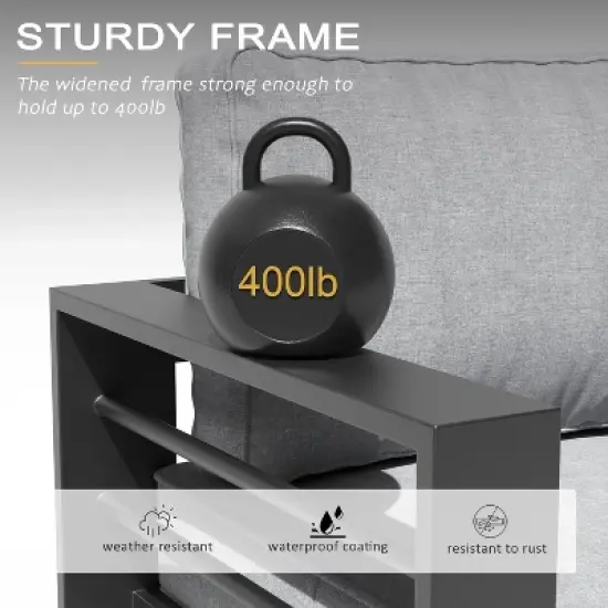 LayinSun Outdoor Aluminum Furniture Set, 4 Pieces Patio Sectional Conversation Chat Sofa Modern Seating Set with Coffee Table image {4}