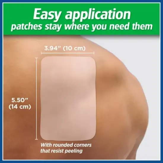Salonpas Pain Relief Patch, Up to 12 Hours Temporary Relief of Mild to Moderate Pain, Backache, Sore Muscle, Sprains, Bruises, Large 9 Count image {4}