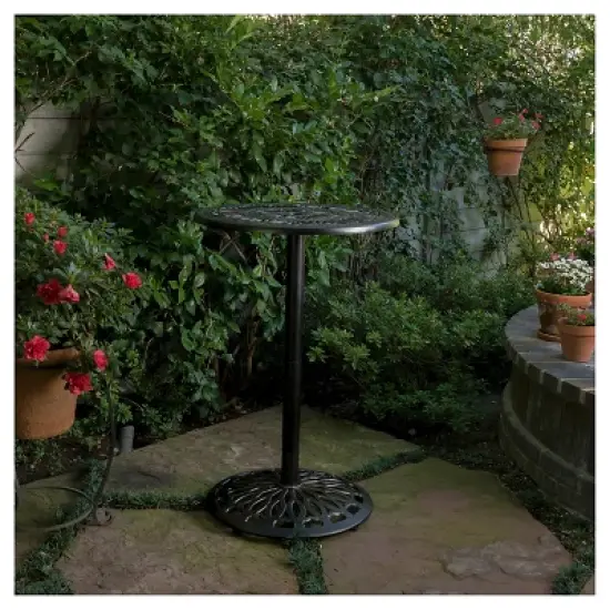 Waterbury Cast Aluminum Round Bar Table - Copper - Christopher Knight Home image {1}