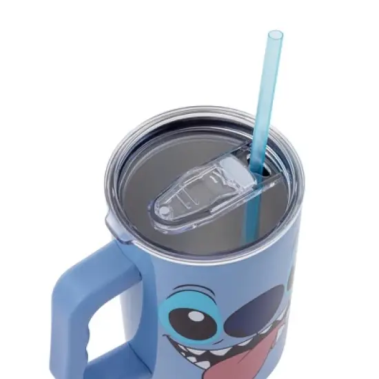 Silver Buffalo Disney Lilo & Stitch Face Stainless Steel Tumbler With Handle | Holds 40 Ounces image {2}