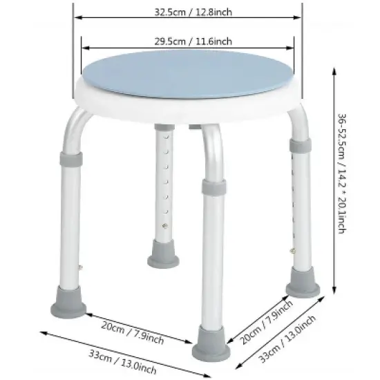 5 Star Super Deals Shower Chair & Bath Rotating Stool for Elderly - Adjustable Height 360&deg; Swivel Seat, Lightweight, Non-Slip & Round Padded image {4}
