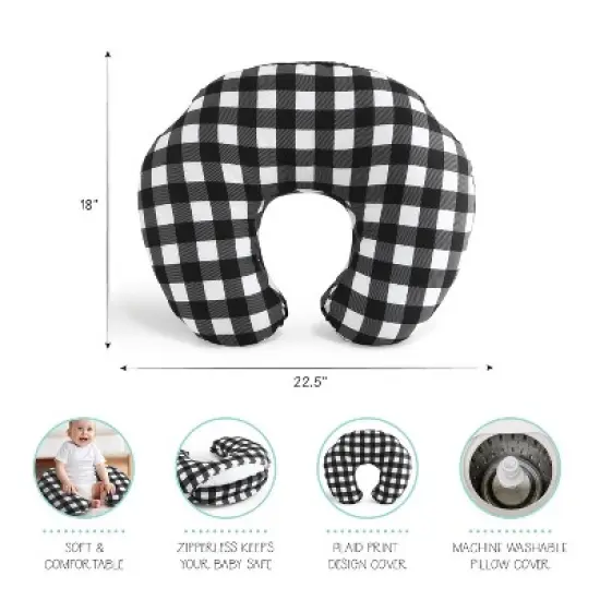 The Peanutshell Nursing Pillow for Breastfeeding, Black and White Buffalo Plaid image {4}