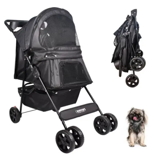 GOOPAWS 4-Wheel Promenade Pet Stroller for Small Dogs Cats, Maroon, 36'' image {7}