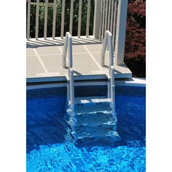 Vinyl Works Deluxe Adjustable 24-Inch Wide In-Pool Step Ladder Entry System for 46 to 60 Inch High Above Ground Swimming Pools with Non-Slip Steps image {4}