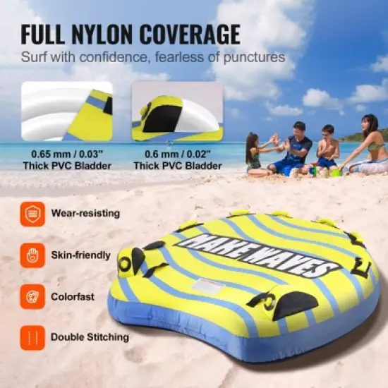 VEVOR Towable Tube for Boating, 1-3 Riders Inflatable Towable Tube with Bumper Fins, 510 lbs Water Sport Towable Tubes for Boats to Pull image {3}