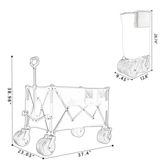 SKRAN 480lbs Load Capacity Folding Wagon Cart with Bonus Picnic Mat - All-Terrain Wheels,Drink Holders,Brakes & Side Pocket for Camping,Beach image {2}