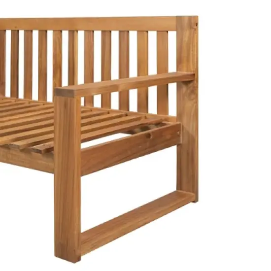 3pc Outdoor Acacia Wood Sectional Conversation Set with Cushions - Gray - GODEER image {9}