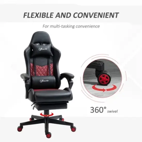 TiramisuBest Racing Gaming Chair, PU Leather, Ergonomic, Adjustable, Footrest, 5 Wheels, 274 lbs Max Load image {3}