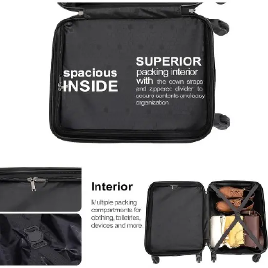 YONWAY 20" Lightweight  Luggage, with Spinner Wheels, ABS suitcases luggage image {7}