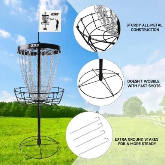 GSE Professional 24-Chain Disc Golf Basket, Metal Flying Disc Golf Practice Target image {3}