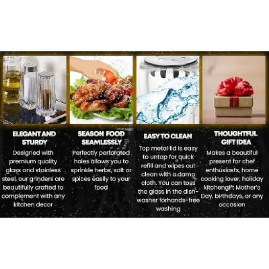 YBM Home 1.5 ounce Salt and Pepper Shakers with Stainless Steel Lid,6-Pack image {8}