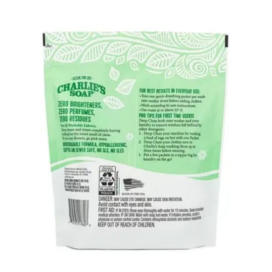 Charlie's Soap Unscented Laundry Packets - 60ct/2.6lbs image {1}