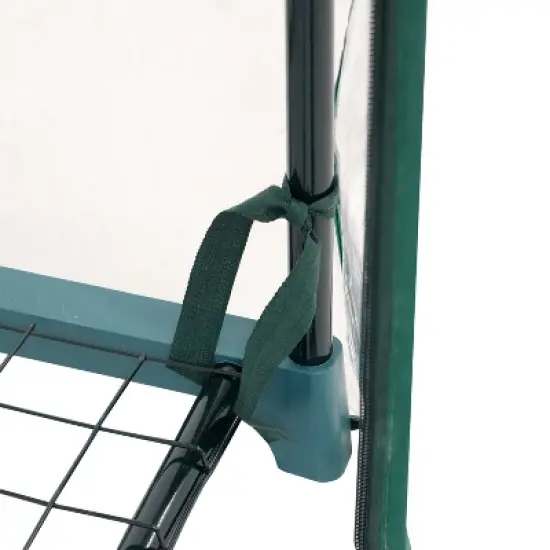 Sunnydaze Outdoor Portable Growing Rack 2-Tier Greenhouse with PVC Roll-Up Door - 2 Shelves - Clear image {4}