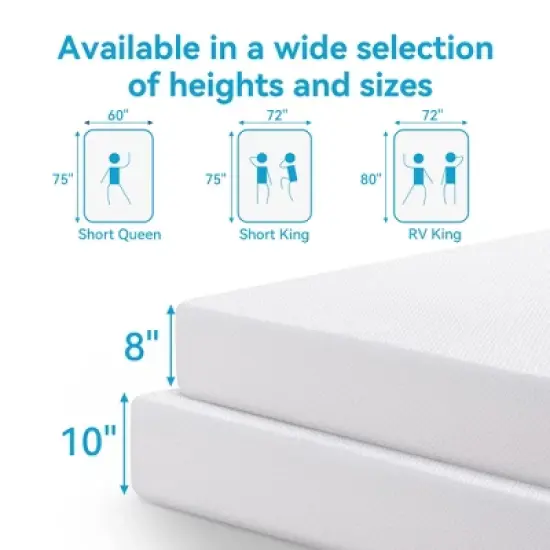 Dyonery RV Mattress 8/10 Inch Memory Foam Mattresses with Tencel Cover, Green Tea Cooling Gel, Medium Firm, CertiPUR-US, Mattress in Box image {2}