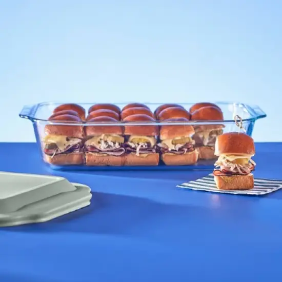 Pyrex 9"x13" Glass Deep Casserole Dish with Lid Sage Green: 5 Qt Baking Dish, Dishwasher & Microwave Safe image {1}