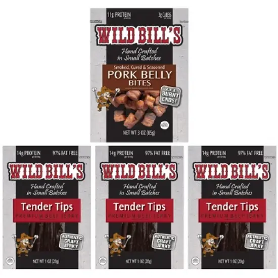 Wild Bill's 8-Piece Sampler Gift Box (includes beef jerky, bacon jerky and pork belly bites) image {2}