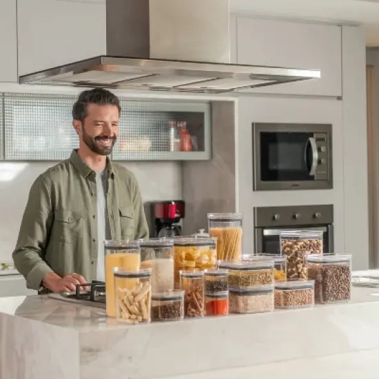 OU Airtight Food Storage Container 4.2 Cup, BPA Free, Clear Plastic Food Storage Container with Leak Proof Lid, Stackable Kitchen Organizer image {8}