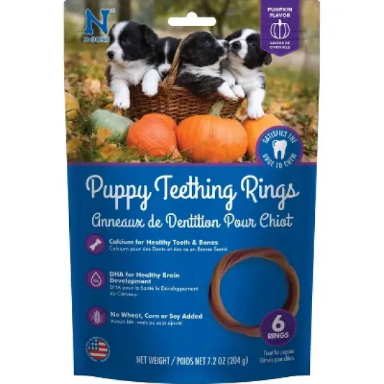 N-Bone Puppy Teething Rings Pumpkin Flavor Rawhide Alternatives and Dental and Hard Chews Dog Treats - 7.2oz image {7}