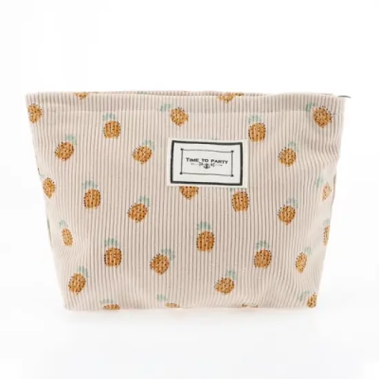 Unique Bargains Women Durable Drawstring Pineapple Cosmetic Bag Khaki 1 Pc image {3}