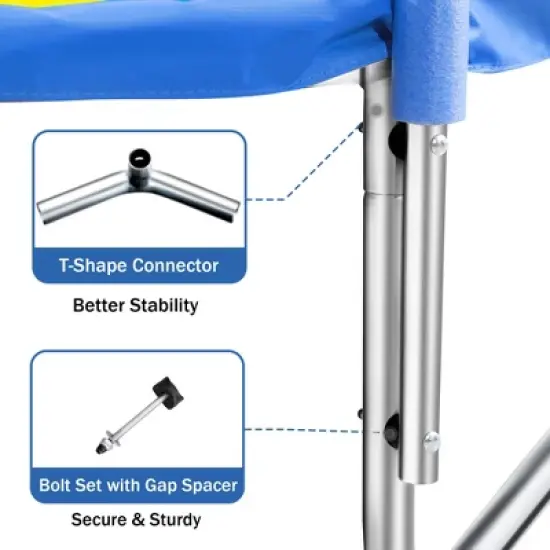 JOYRACER 7FT Round Outdoor Trampoline with Safety Enclosure Net and Slide for Children, Easy-to-Assemble Trampoline image {7}