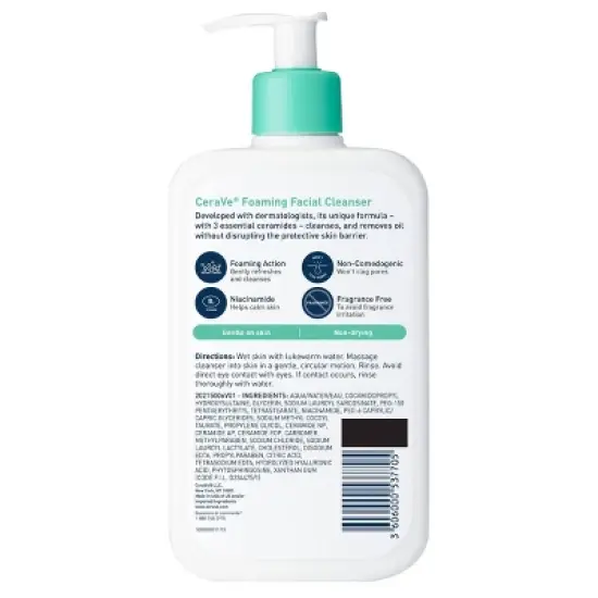 CeraVe Foaming Face Wash, Facial Cleanser for Normal to Oily Skin image {5}