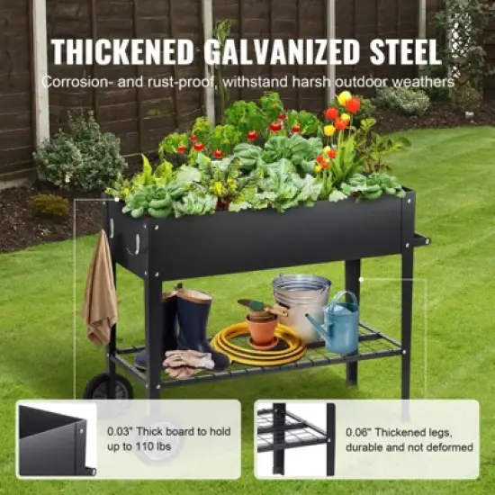 Mojgar Raised Garden Bed, Galvanized Metal Planter Box, Elevated Outdoor Planting Boxes with Legs image {3}