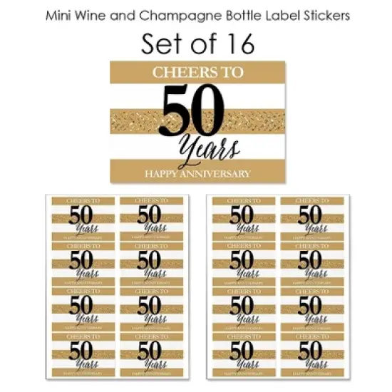 Big Dot of Happiness We Still Do - 50th Wedding Anniversary - Mini Wine and Champagne Bottle Label Stickers - Anniversary Party Favor Gift - Set of 16 image {4}