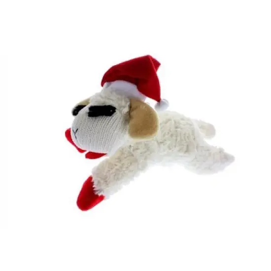 Multipet Holiday Lambchop with Santa Hat Plush Dog Toy, 10.5" image {1}