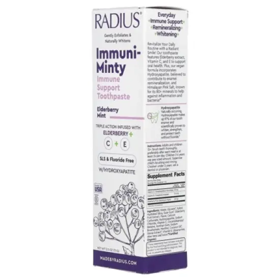 RADIUS Immuni-Minty, Immune Support Toothpaste, Elderberry Mint, 2.5 oz (71 g) image {4}
