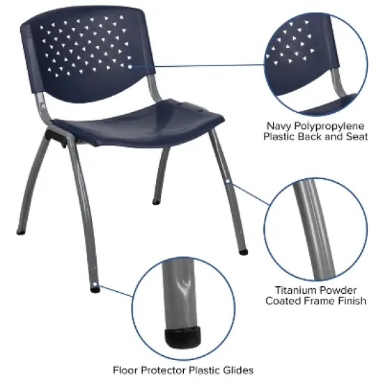 Flash Furniture HERCULES Series 880 lb. Capacity Plastic Stack Chair with Powder Coated Frame image {11}